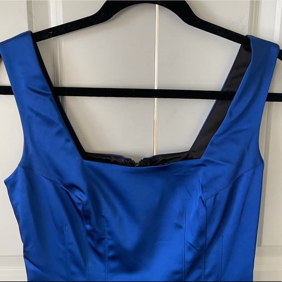 Jay Godfrey Royal Blue Satin Sleeveless Form Fitting Mini Dress Size 6 - Picture 5 of 8